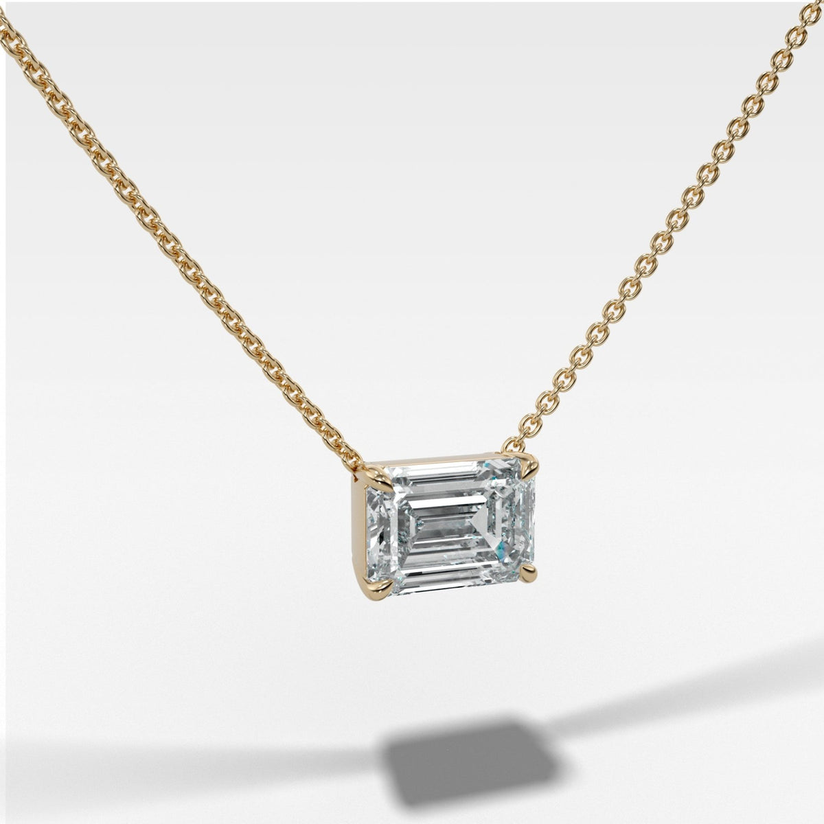 East West Pendant Necklace with Emerald Cut Diamond - GOODSTONE