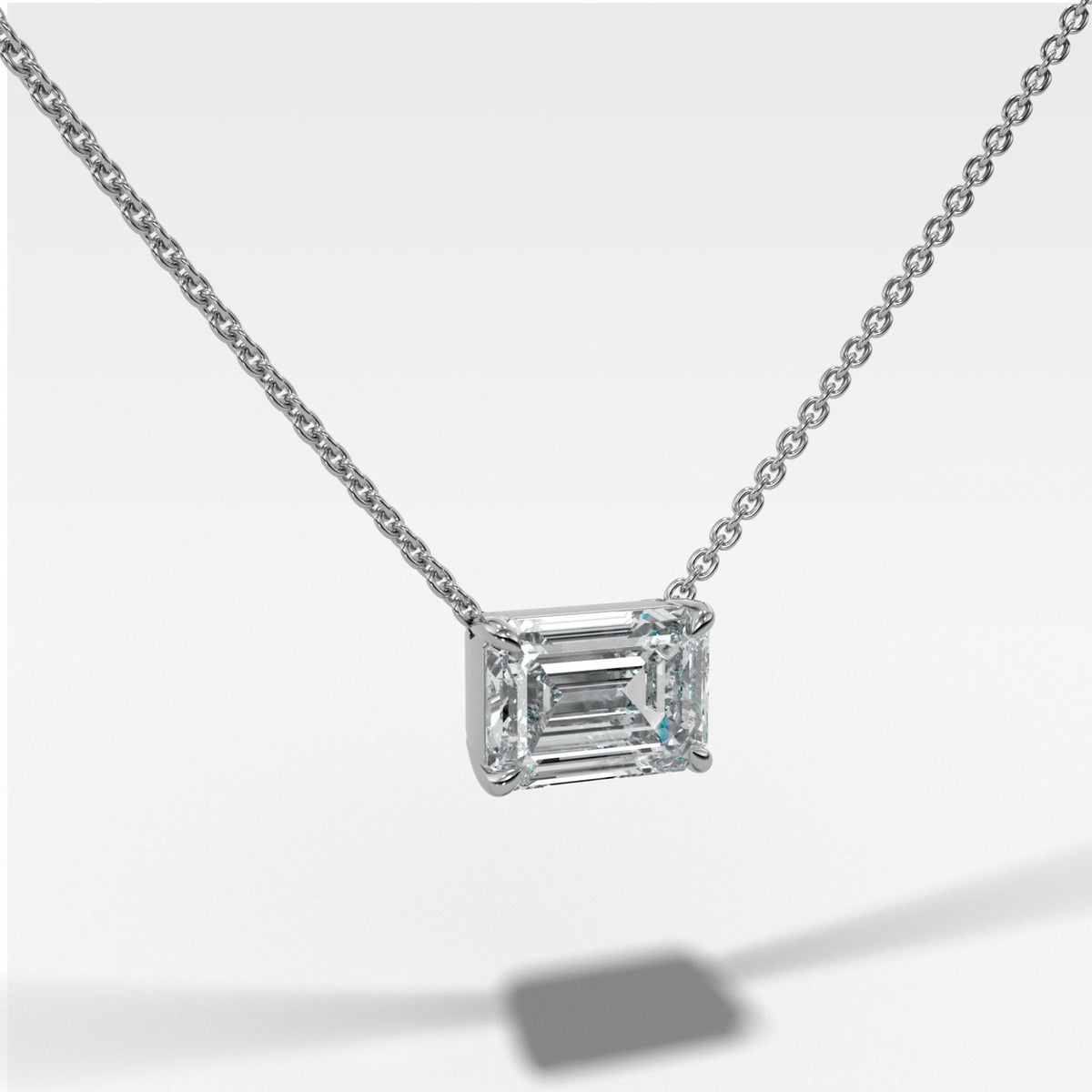 East West Pendant Necklace with Emerald Cut Diamond - GOODSTONE