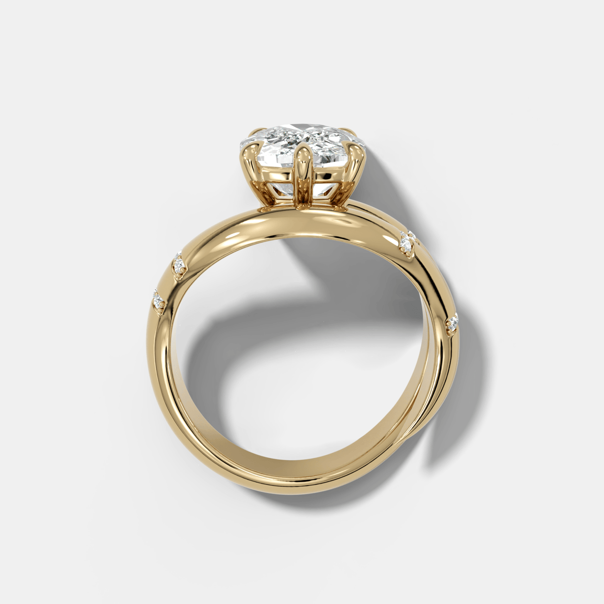 Elongated Cushion Cut Diamond Contoured Pavé Wrap Engagement Ring - GOODSTONE