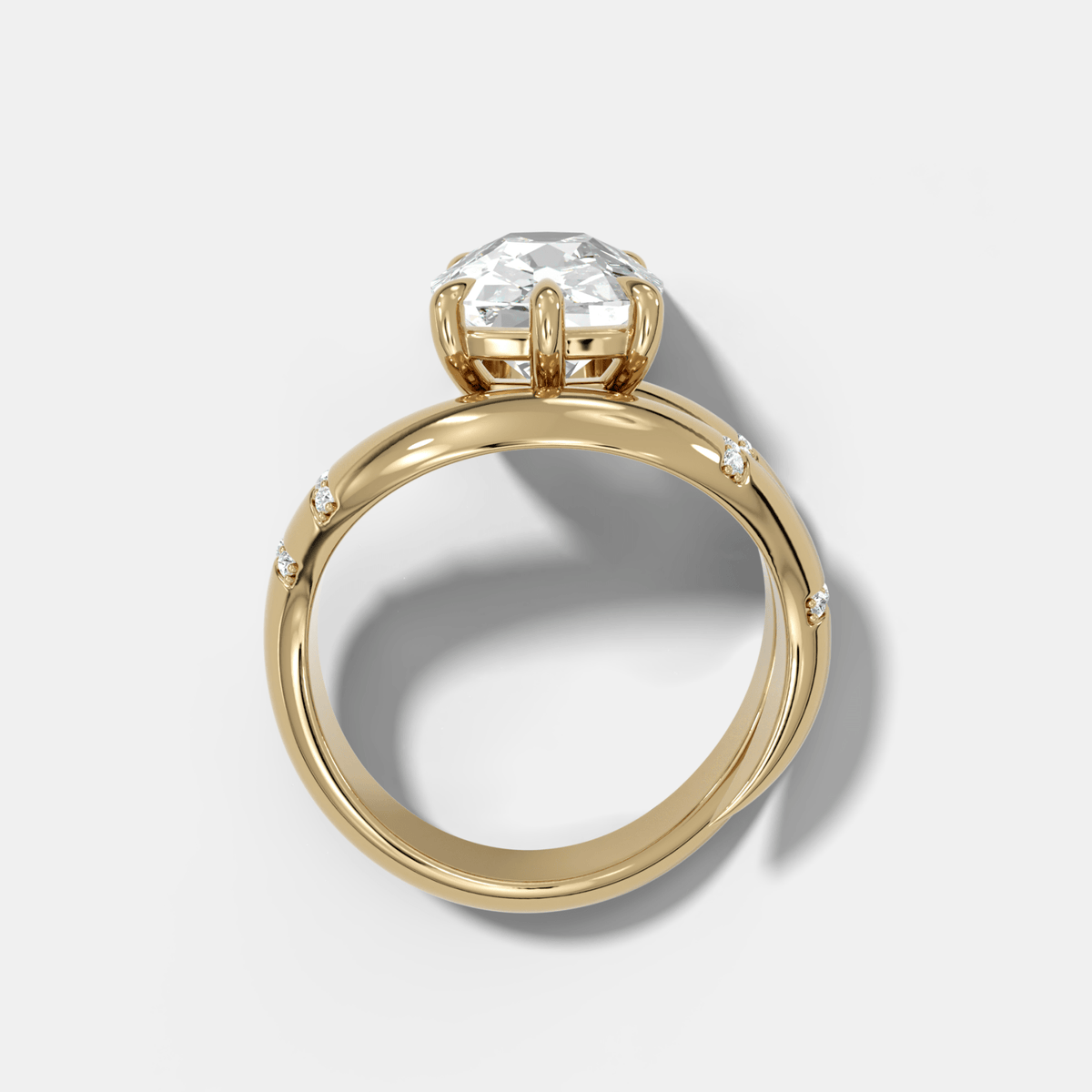 Elongated Old Mine Cut Diamond Contoured Pavé Wrap Engagement Ring - GOODSTONE – view 2 of 4