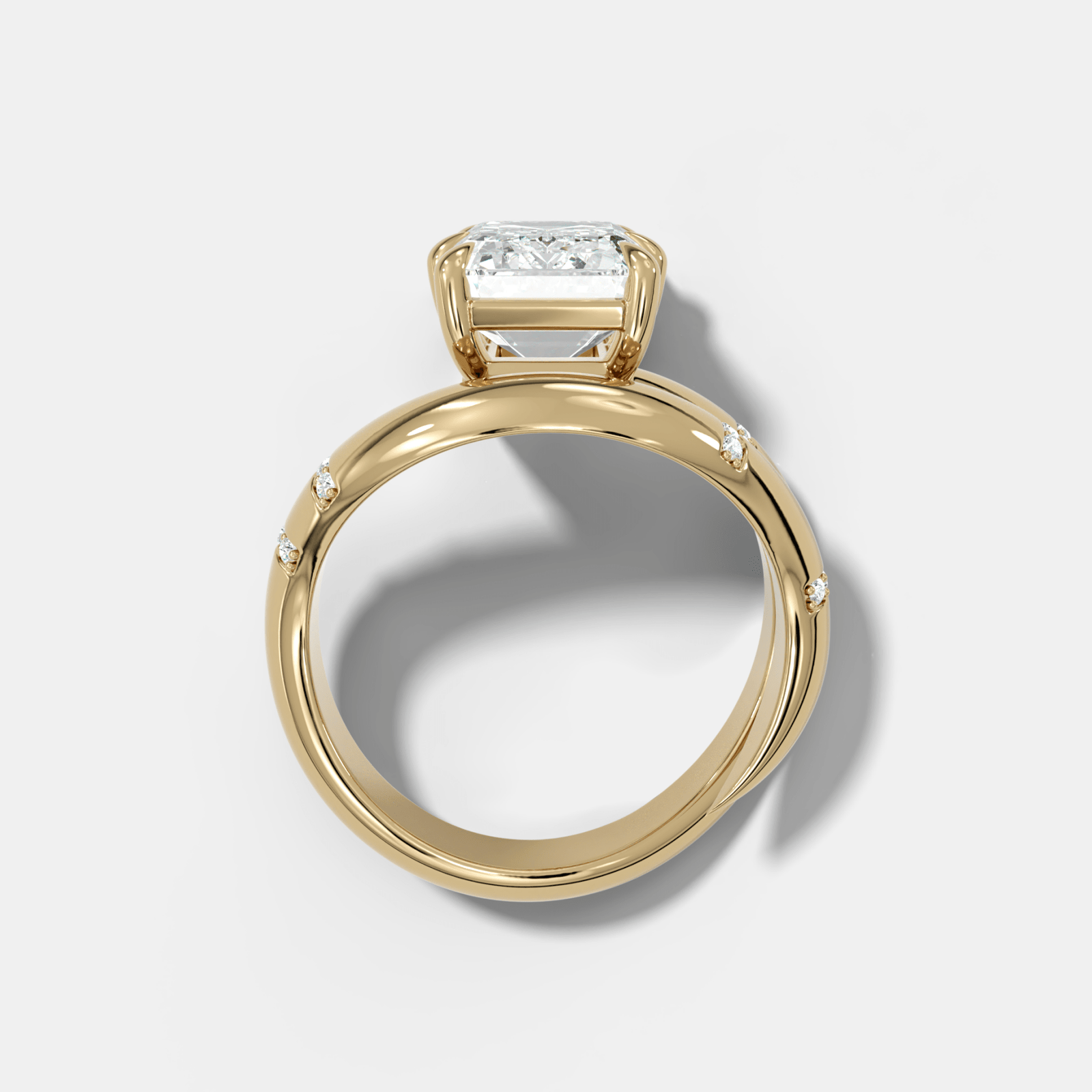 Emerald Cut Diamond Contoured Pavé Wrap Engagement Ring - GOODSTONE