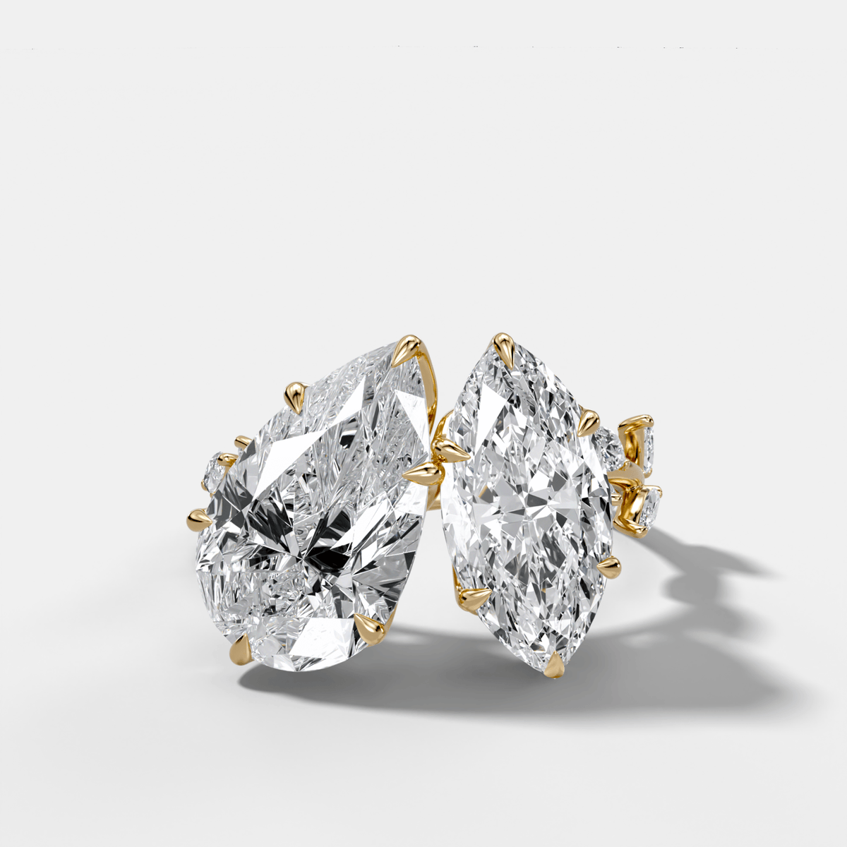 Entwined Toi et Moi Engagement Ring with Pear and Marquise Cut Diamonds - GOODSTONE