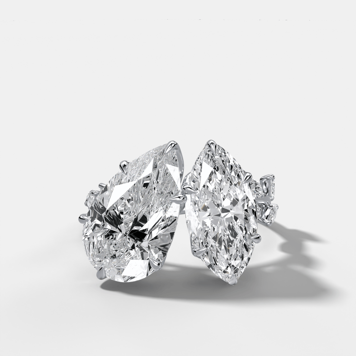 Entwined Toi et Moi Engagement Ring with Pear and Marquise Cut Diamonds - GOODSTONE