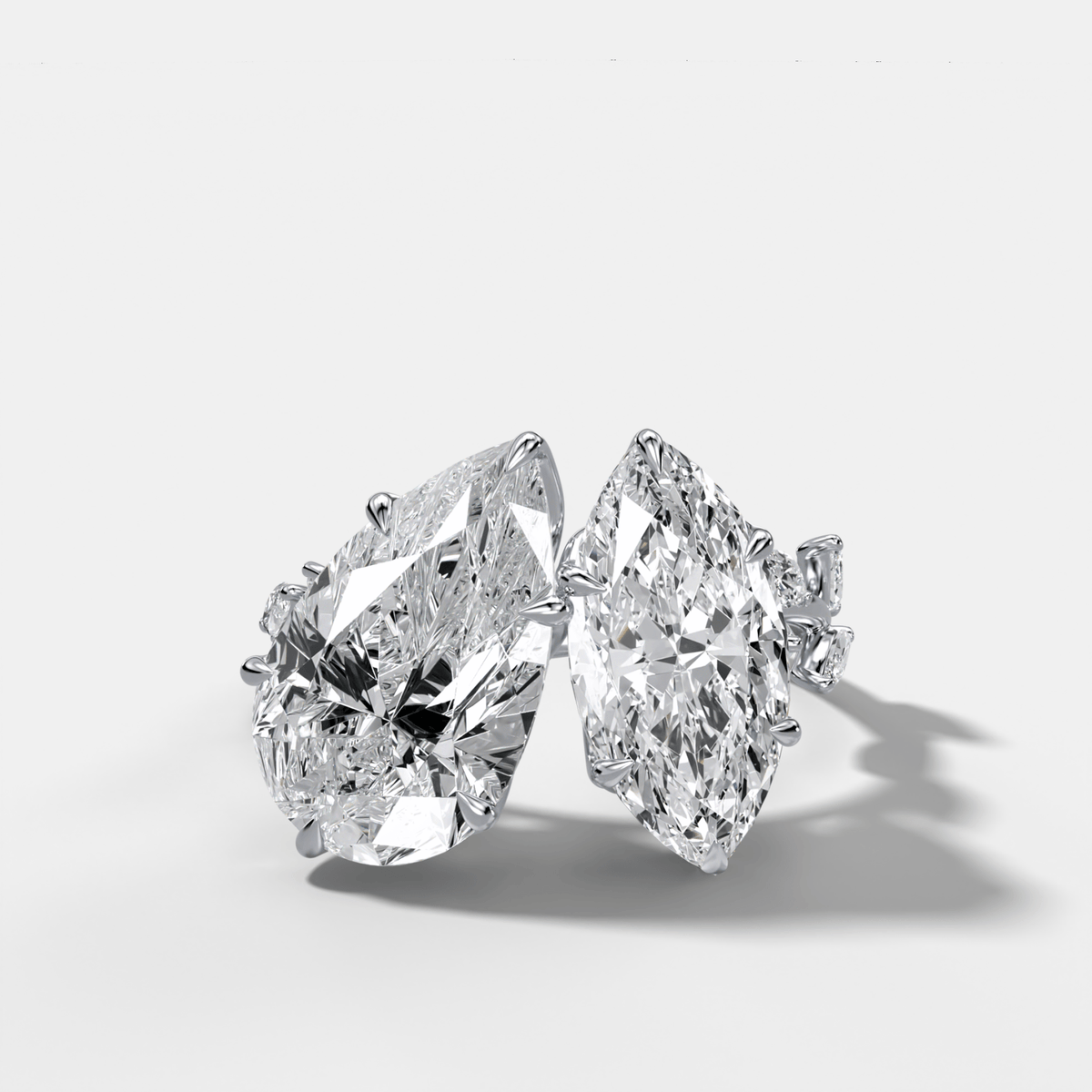 Entwined Toi et Moi Engagement Ring with Pear and Marquise Cut Diamonds - GOODSTONE