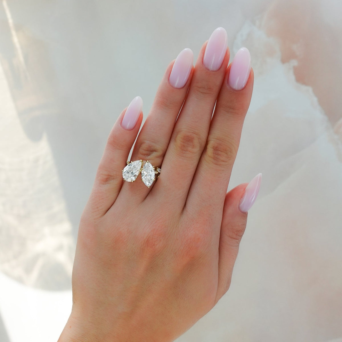 Entwined Toi et Moi Engagement Ring with Pear and Marquise Cut Diamonds - GOODSTONE