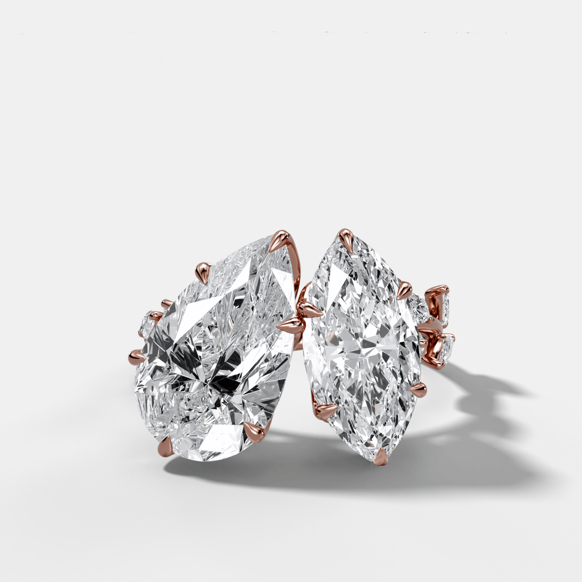 Entwined Toi et Moi Engagement Ring with Pear and Marquise Cut Diamonds - GOODSTONE