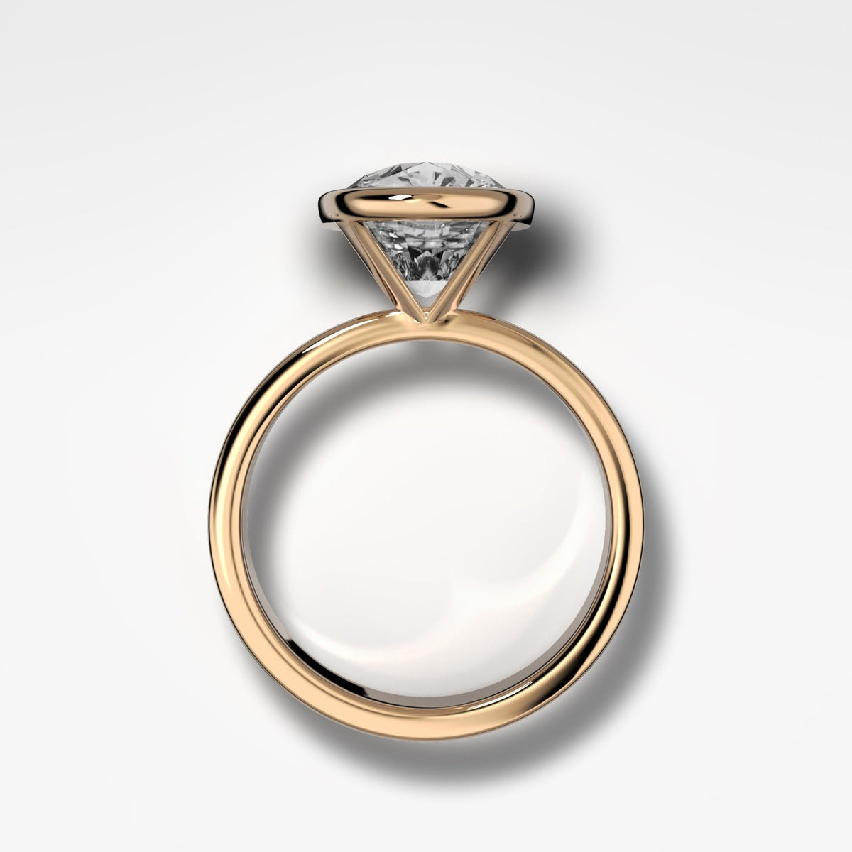 Finest Bezel Set Engagement Ring With 4.41 ct Lab Grown Elongated Cushion Cut Diamond - GOODSTONE