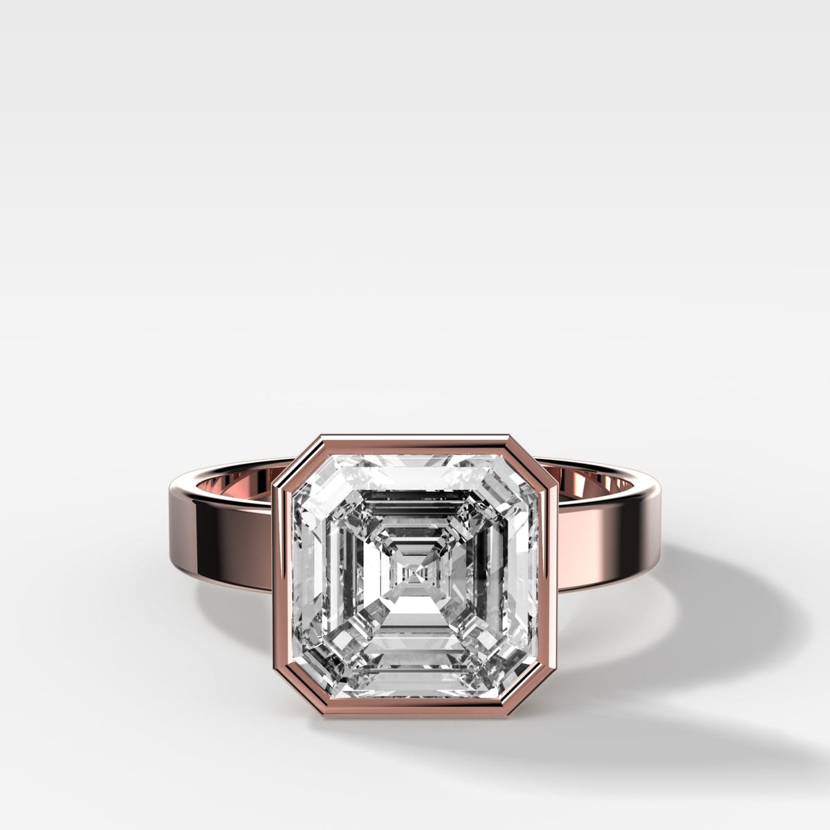 Finest Bezel Set Engagement Ring With Asscher Cut Diamond - GOODSTONE
