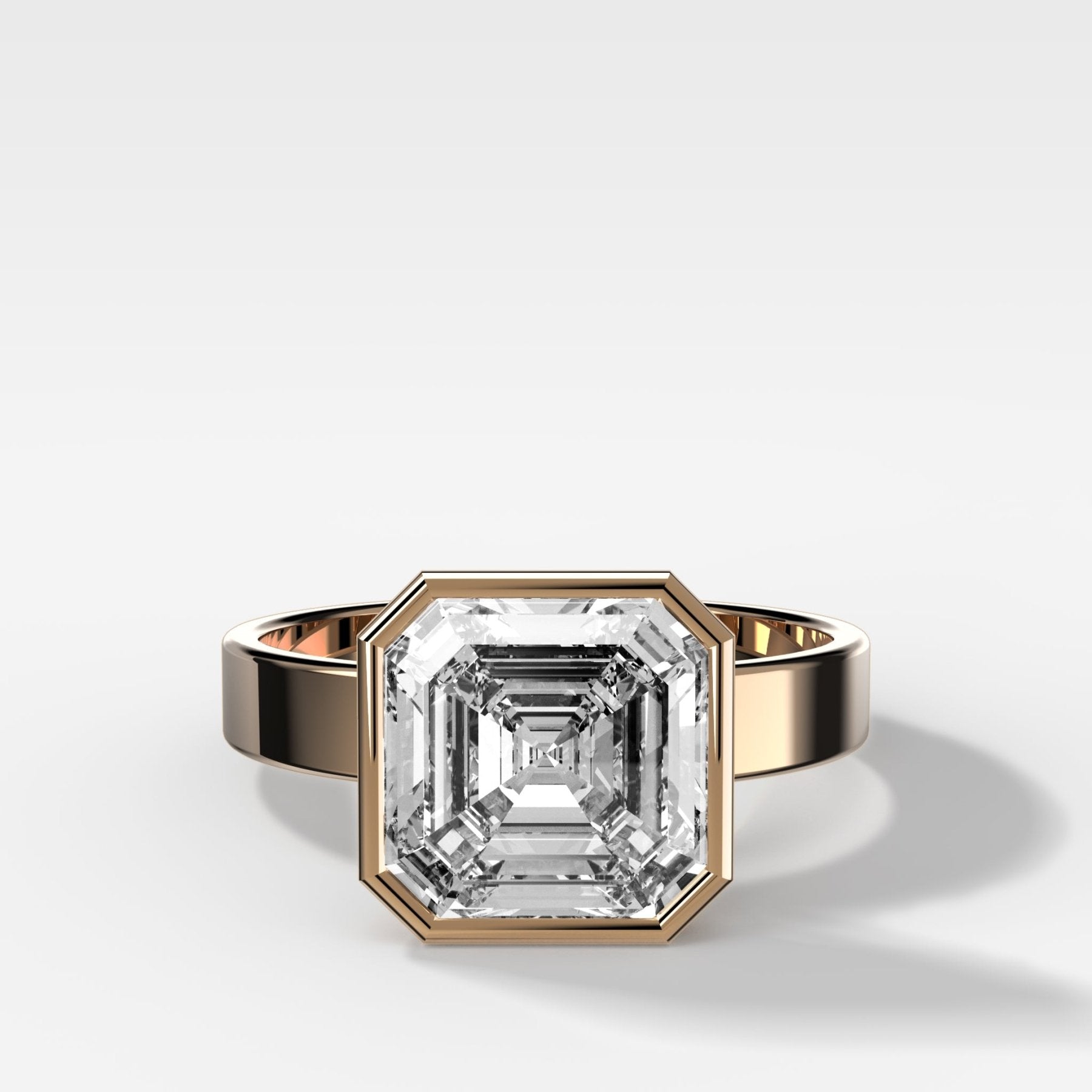 Finest Bezel Set Engagement Ring With Asscher Cut Diamond - GOODSTONE