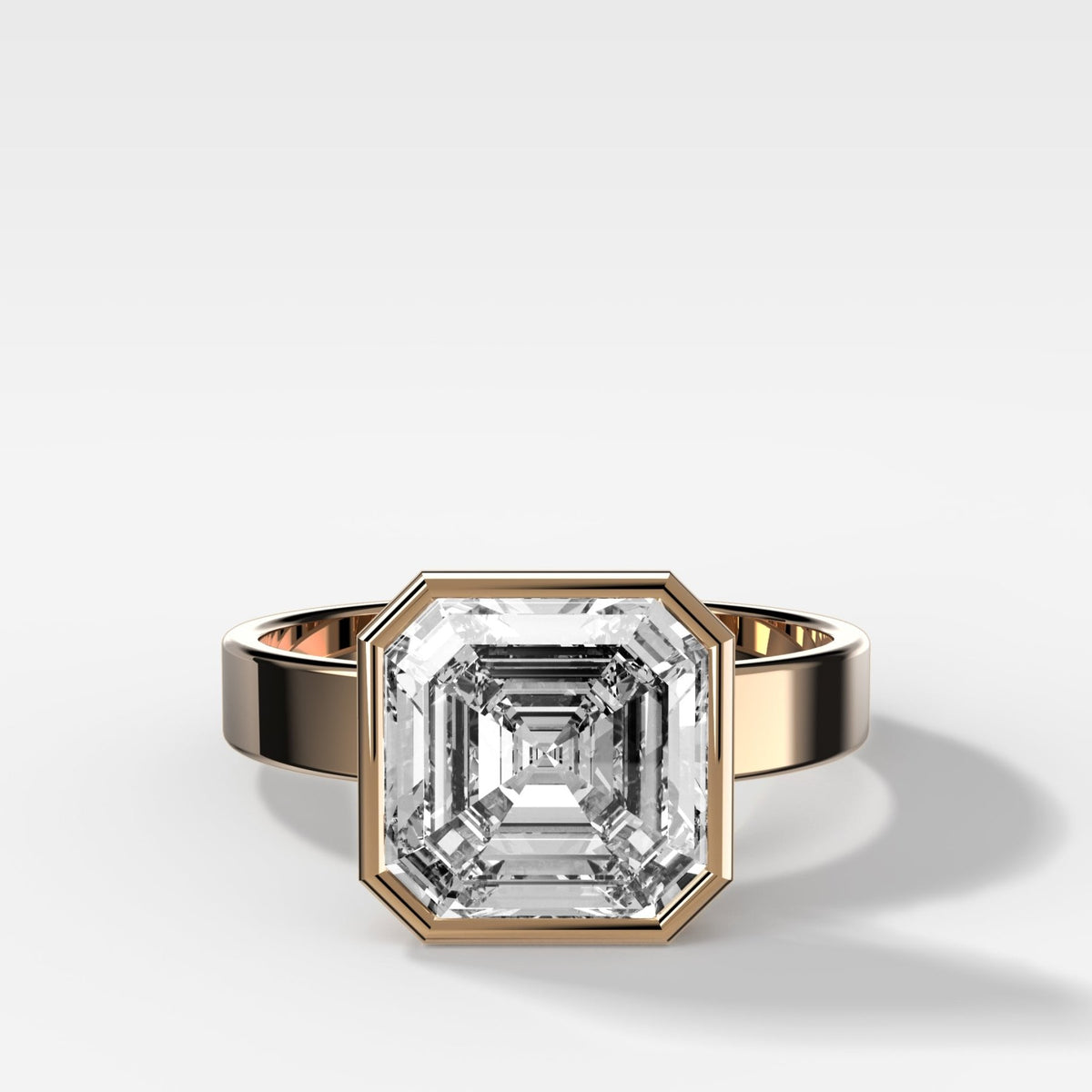 Finest Bezel Set Engagement Ring With Asscher Cut Diamond - GOODSTONE