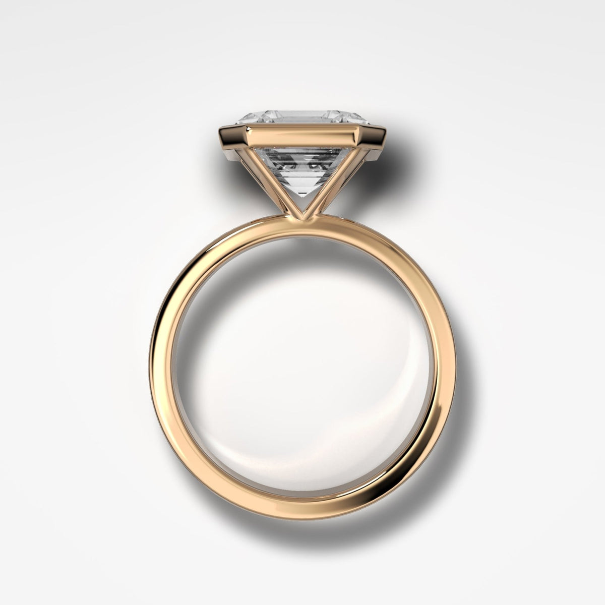 Finest Bezel Set Engagement Ring With Asscher Cut Diamond - GOODSTONE