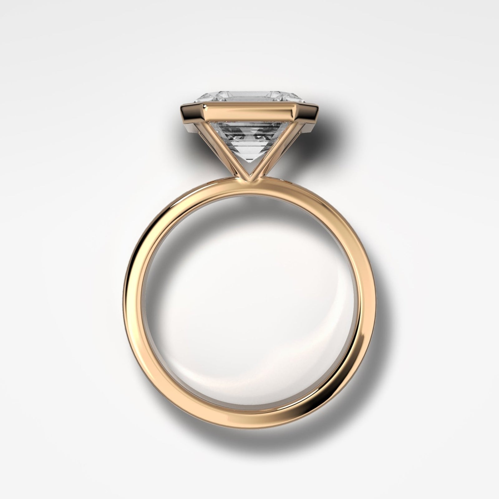 Finest Bezel Set Engagement Ring With Asscher Cut Diamond - GOODSTONE