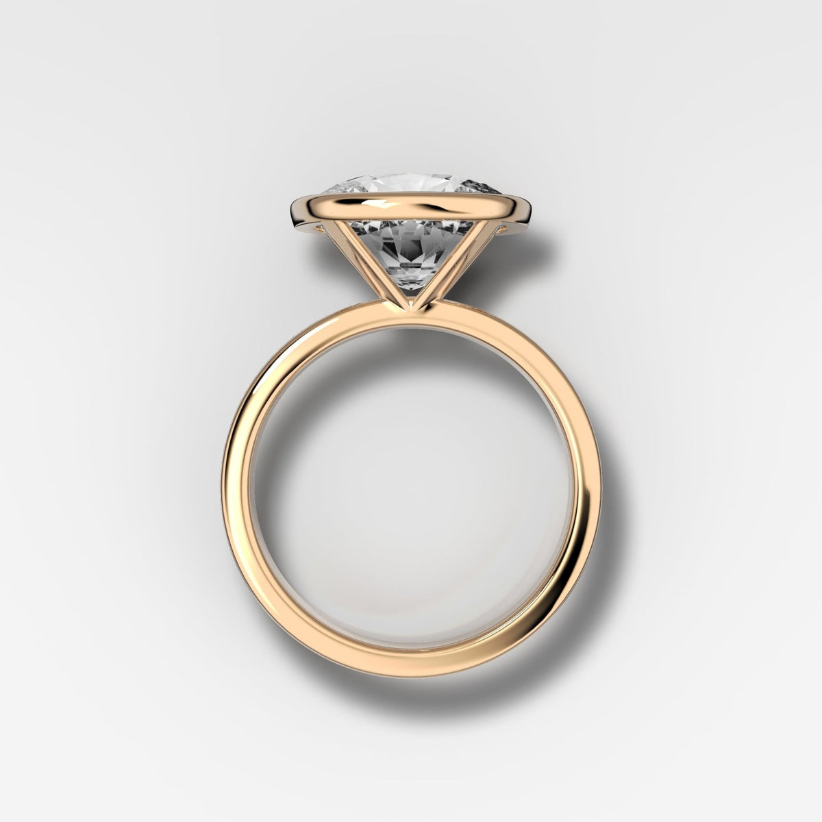 Finest Bezel Set Engagement Ring With East West Elongated Cushion Cut Diamond - GOODSTONE