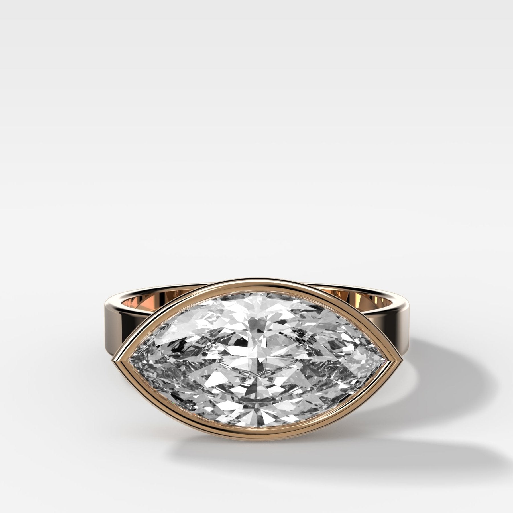 Finest Bezel Set Engagement Ring With East West Marquise Cut Diamond - GOODSTONE