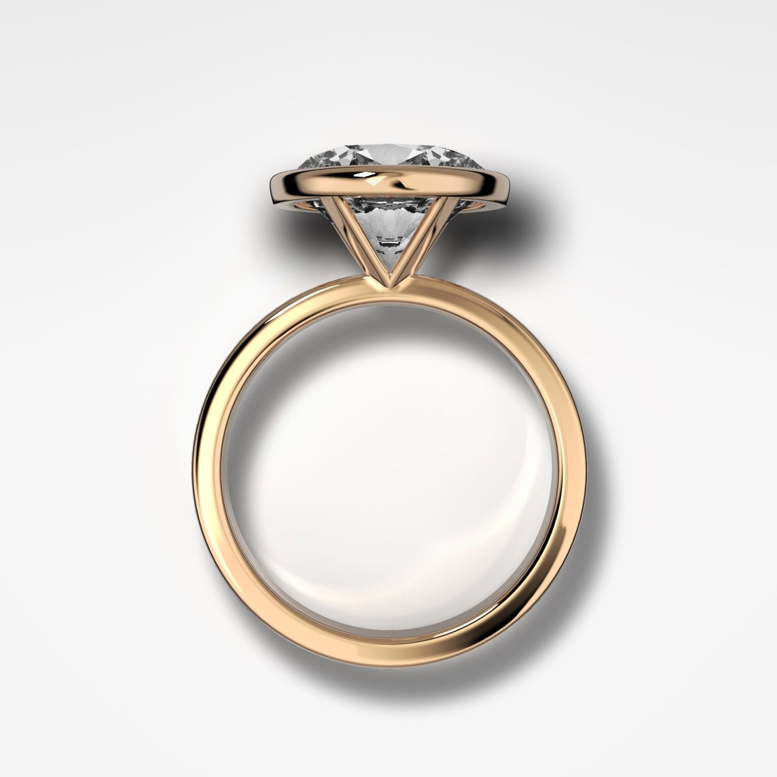 Finest Bezel Set Engagement Ring With East West Oval Cut Diamond - GOODSTONE