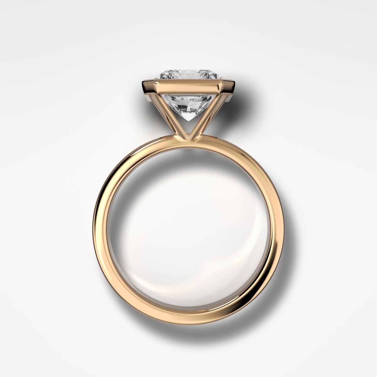 Finest Bezel Set Engagement Ring With Elongated Radiant Cut Diamond - GOODSTONE