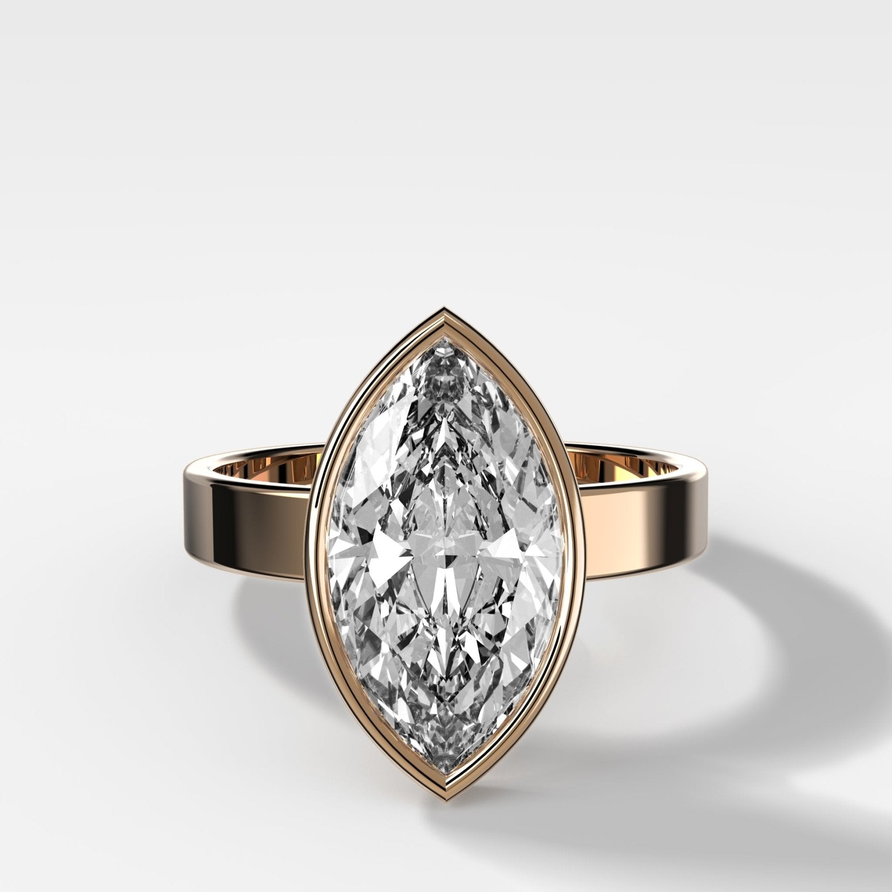 Finest Bezel Set Engagement Ring With Marquise Cut Diamond - GOODSTONE