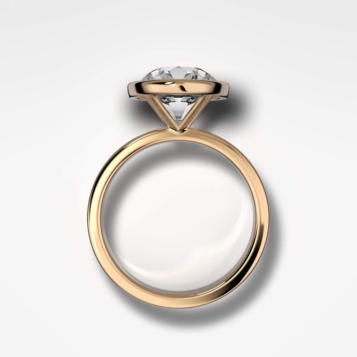 Finest Bezel Set Engagement Ring With Old Euro Cut Diamond - GOODSTONE