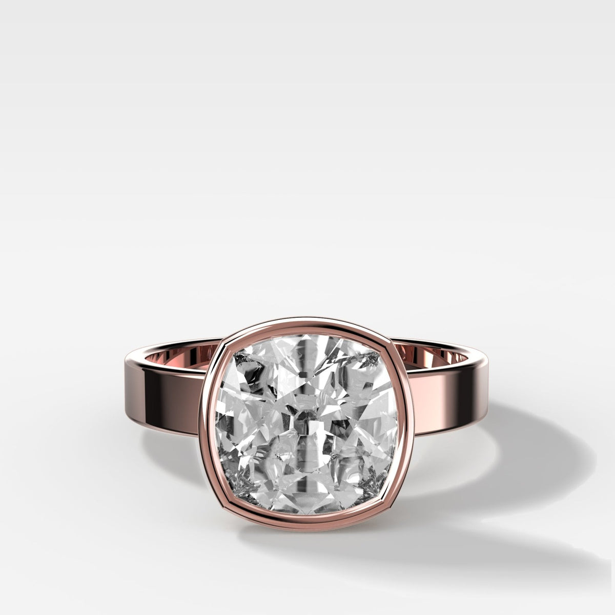 Finest Bezel Set Engagement Ring With Old Mine Cut Diamond - GOODSTONE