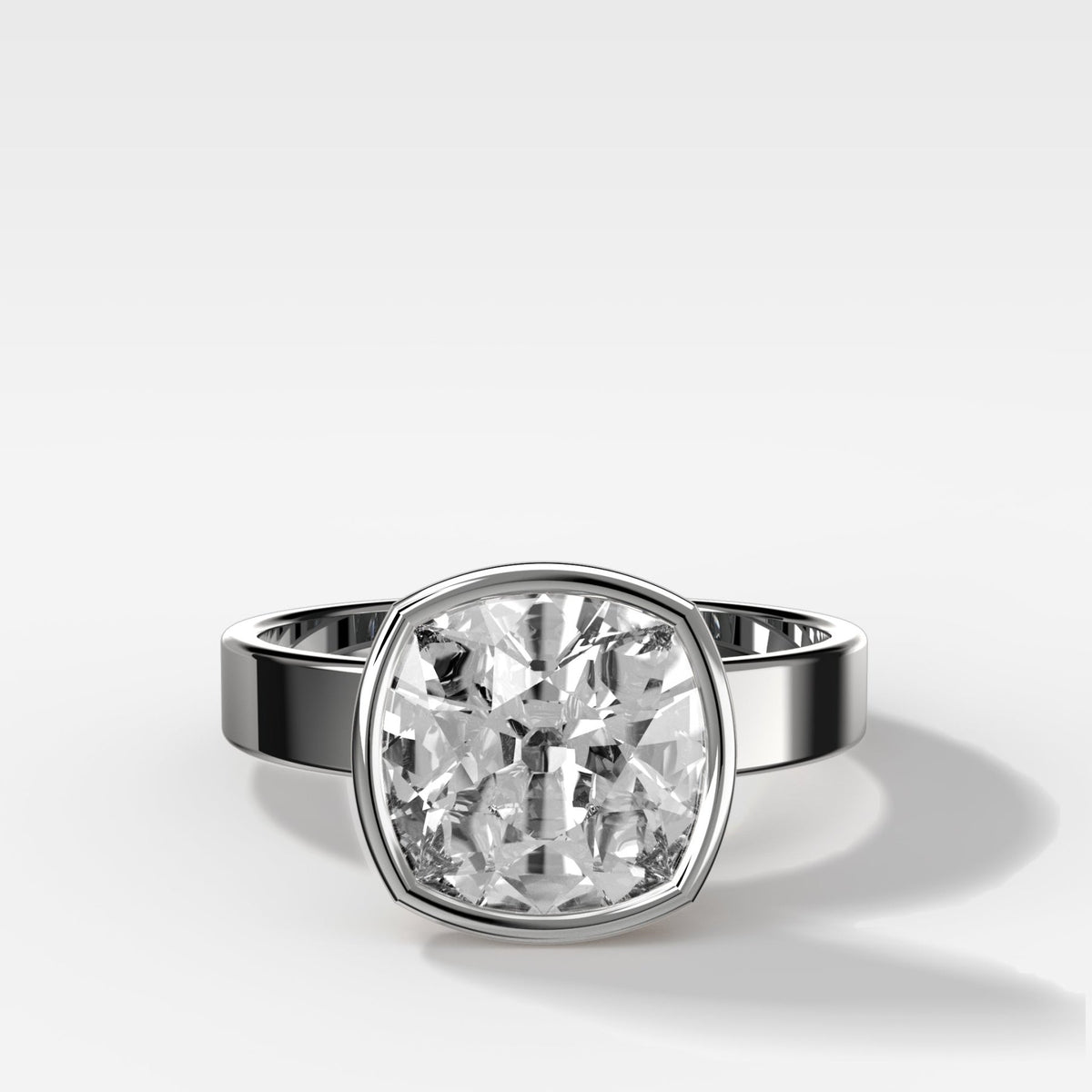 Finest Bezel Set Engagement Ring With Old Mine Cut Diamond - GOODSTONE