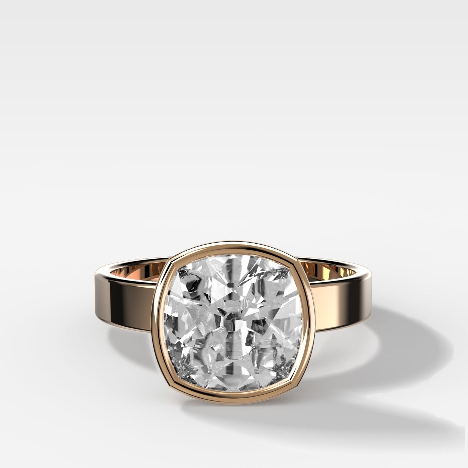 Finest Bezel Set Engagement Ring With Old Mine Cut Diamond - GOODSTONE