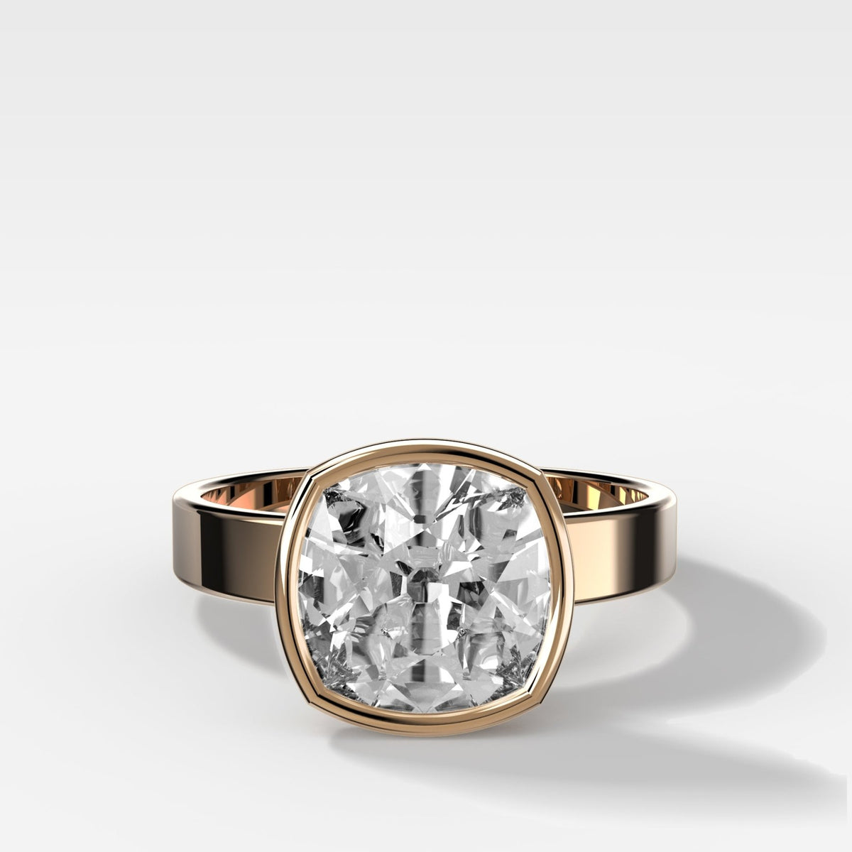 Finest Bezel Set Engagement Ring With Old Mine Cut Diamond - GOODSTONE