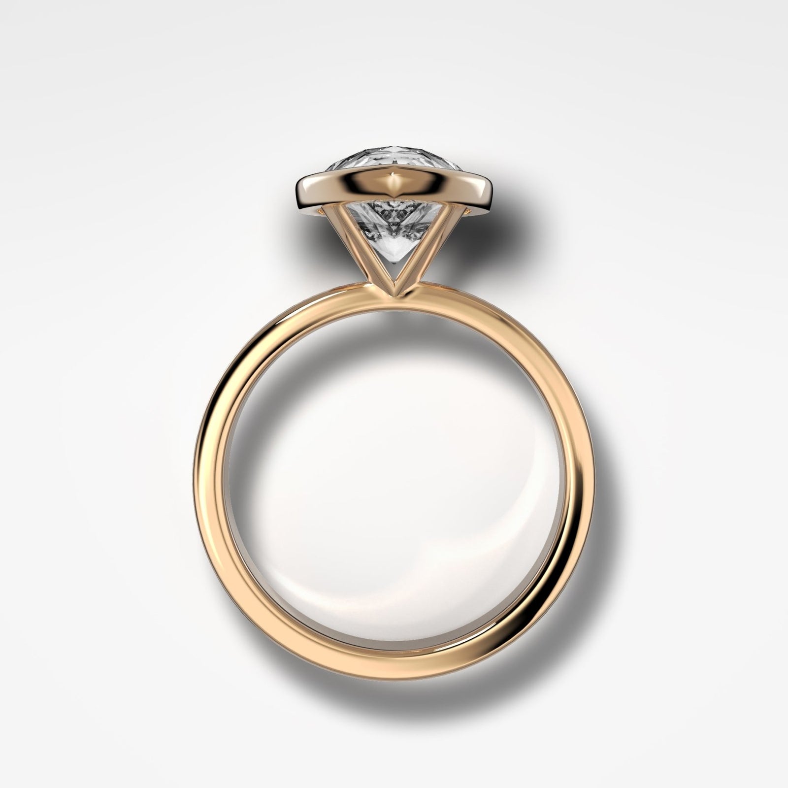 Finest Bezel Set Engagement Ring With Pear Cut Diamond - GOODSTONE