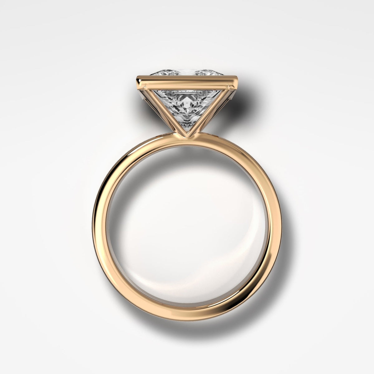 Finest Bezel Set Engagement Ring With Princess Cut Diamond - GOODSTONE