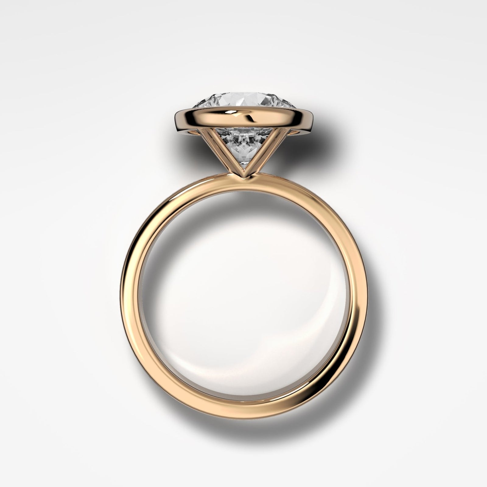 Finest Bezel Set Engagement Ring With Round Cut Diamond - GOODSTONE