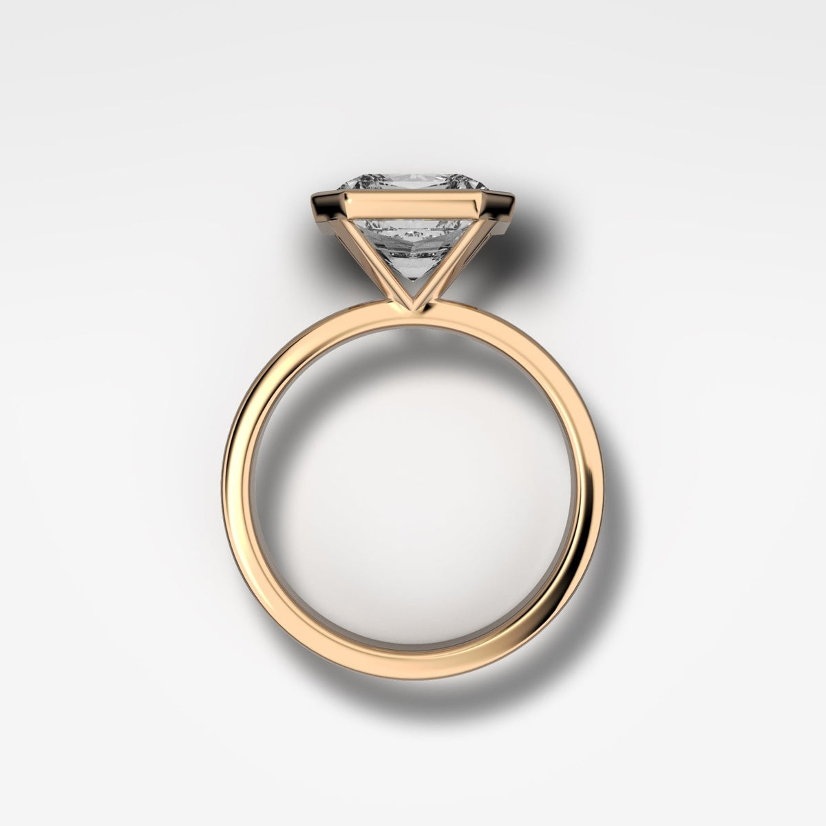Finest Bezel Set Engagement Ring With Square Radiant Cut Diamond - GOODSTONE