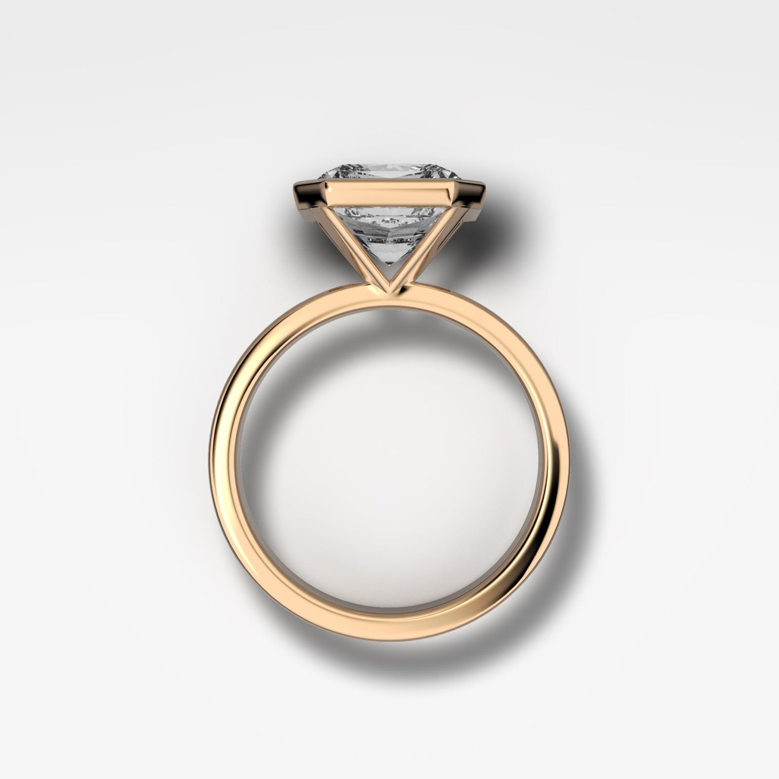 Finest Bezel Set Engagement Ring With Square Radiant Cut Diamond - GOODSTONE