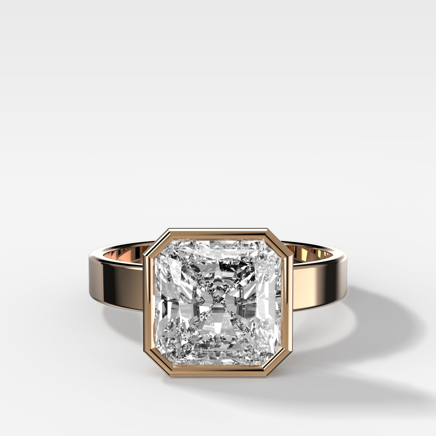 Finest Bezel Set Engagement Ring With Square Radiant Cut Diamond - GOODSTONE