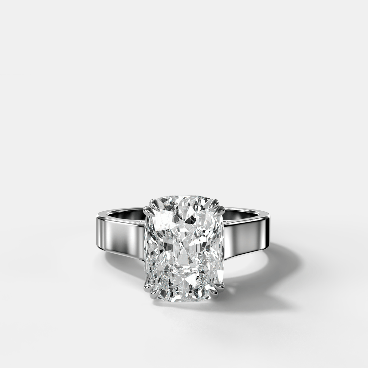 Finest Cathedral Engagement Ring with Elongated Cushion Cut Diamond - GOODSTONE
