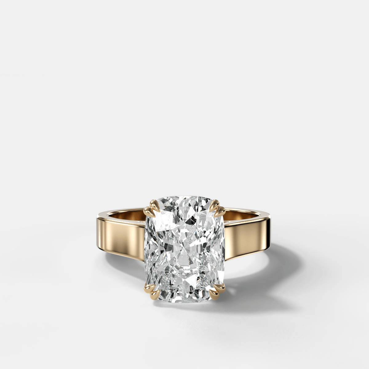 Finest Cathedral Engagement Ring with Elongated Cushion Cut Diamond - GOODSTONE