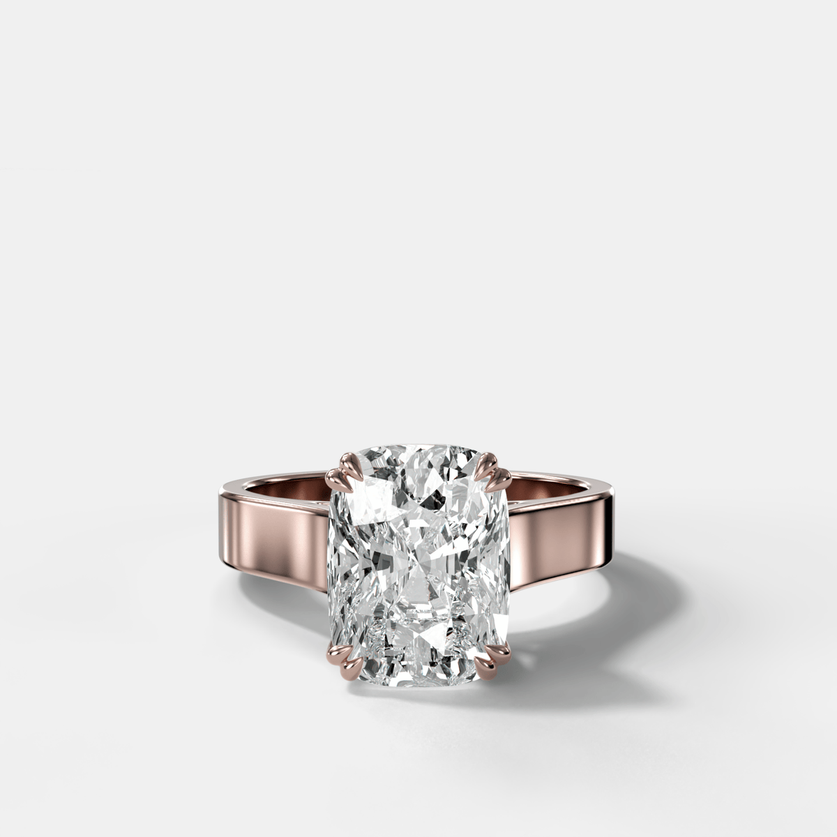 Finest Cathedral Engagement Ring with Elongated Cushion Cut Diamond - GOODSTONE