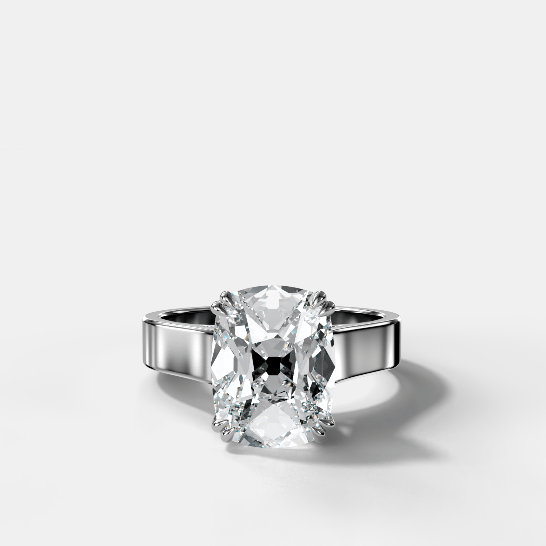 Finest Cathedral Engagement Ring with Old Mine Cut Diamond - GOODSTONE