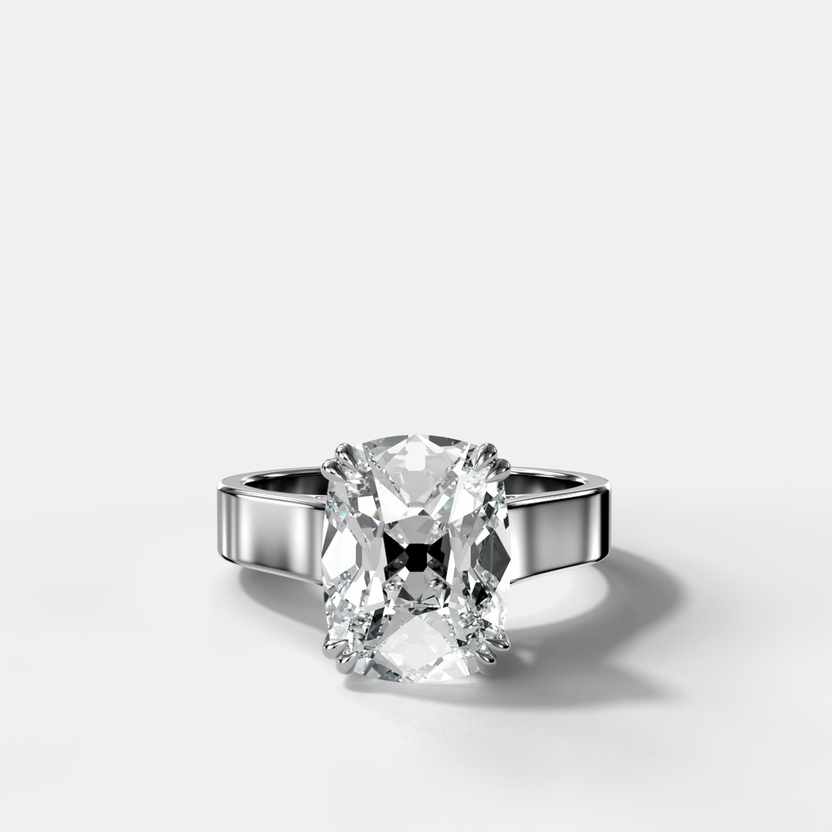 Finest Cathedral Engagement Ring with Old Mine Cut Diamond - GOODSTONE