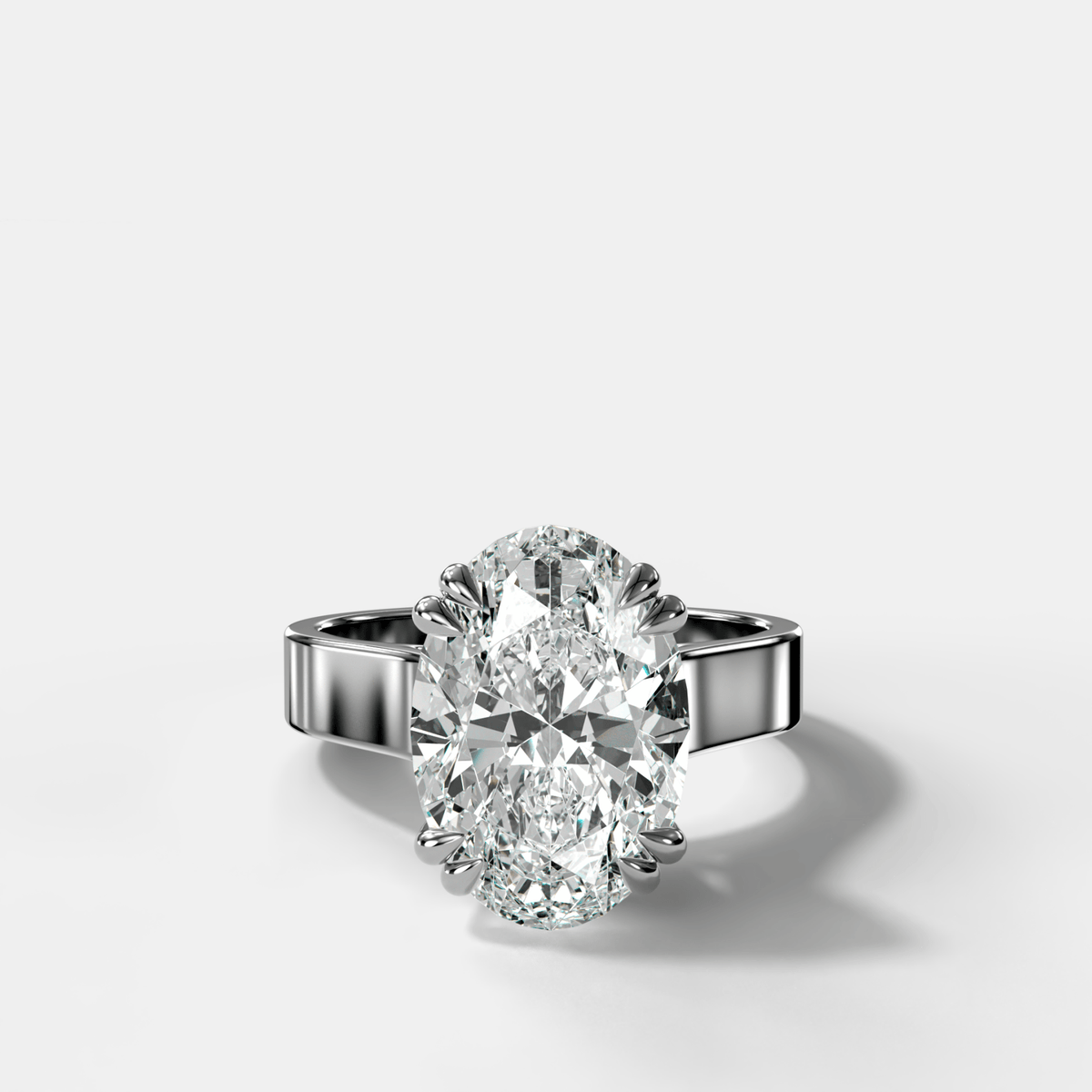 Finest Cathedral Engagement Ring with Oval Cut Diamond - GOODSTONE