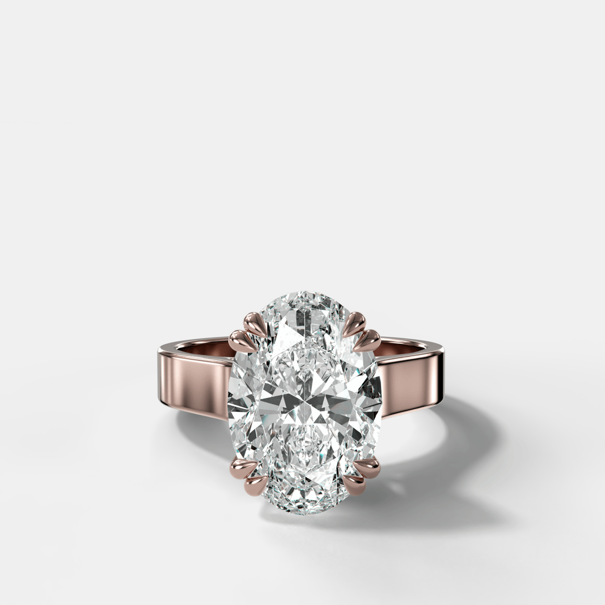 Finest Cathedral Engagement Ring with Oval Cut Diamond - GOODSTONE