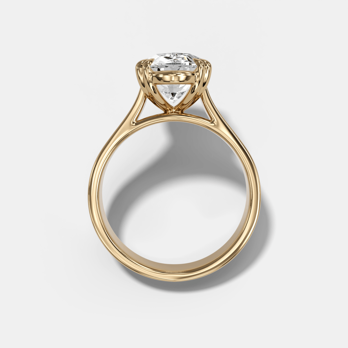 Finest Cathedral Engagement Ring with Oval Cut Diamond - GOODSTONE