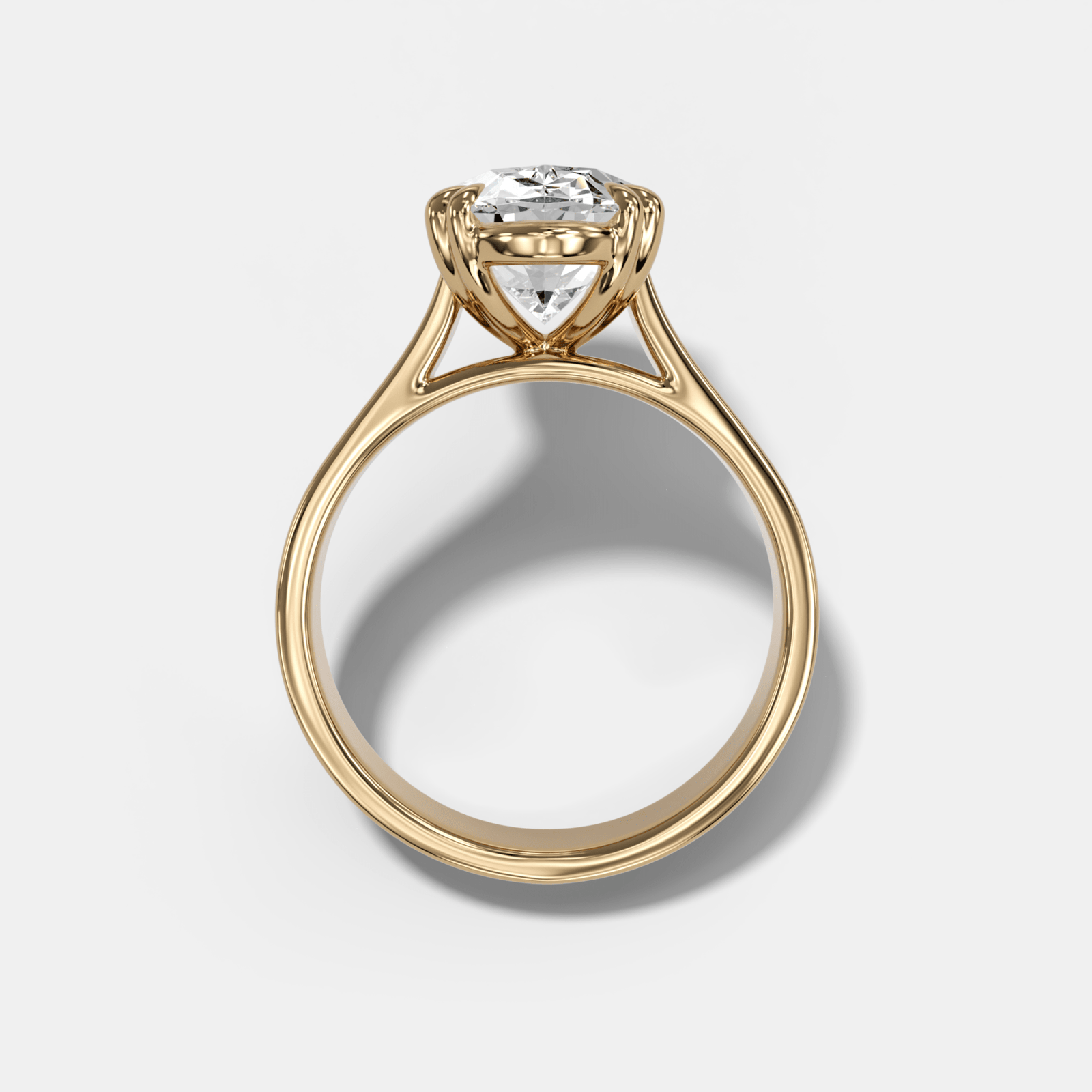 Finest Cathedral Engagement Ring with Oval Cut Diamond - GOODSTONE