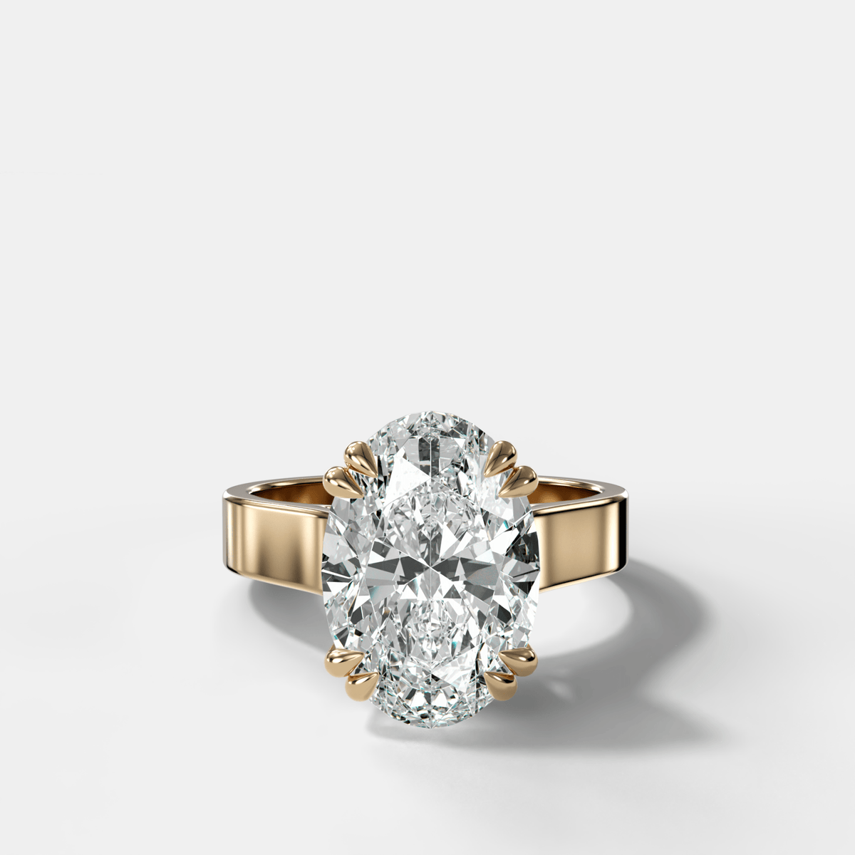 Finest Cathedral Engagement Ring with Oval Cut Diamond - GOODSTONE