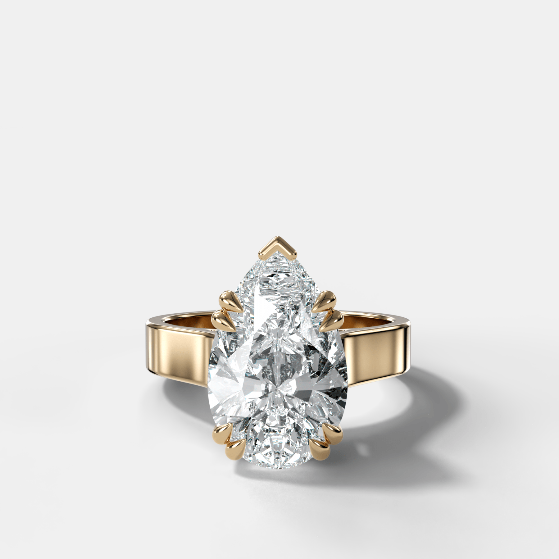 Finest Cathedral Engagement Ring with Pear Cut Diamond - GOODSTONE