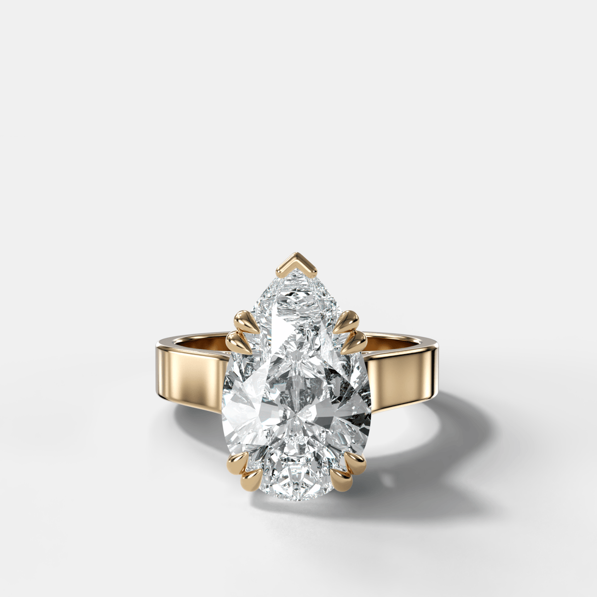 Finest Cathedral Engagement Ring with Pear Cut Diamond - GOODSTONE