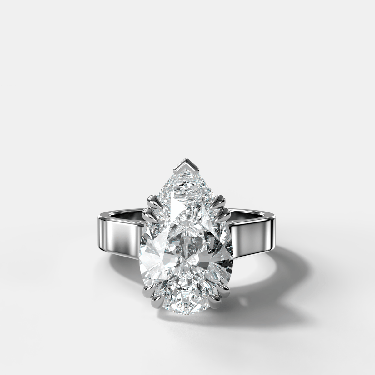 Finest Cathedral Engagement Ring with Pear Cut Diamond - GOODSTONE