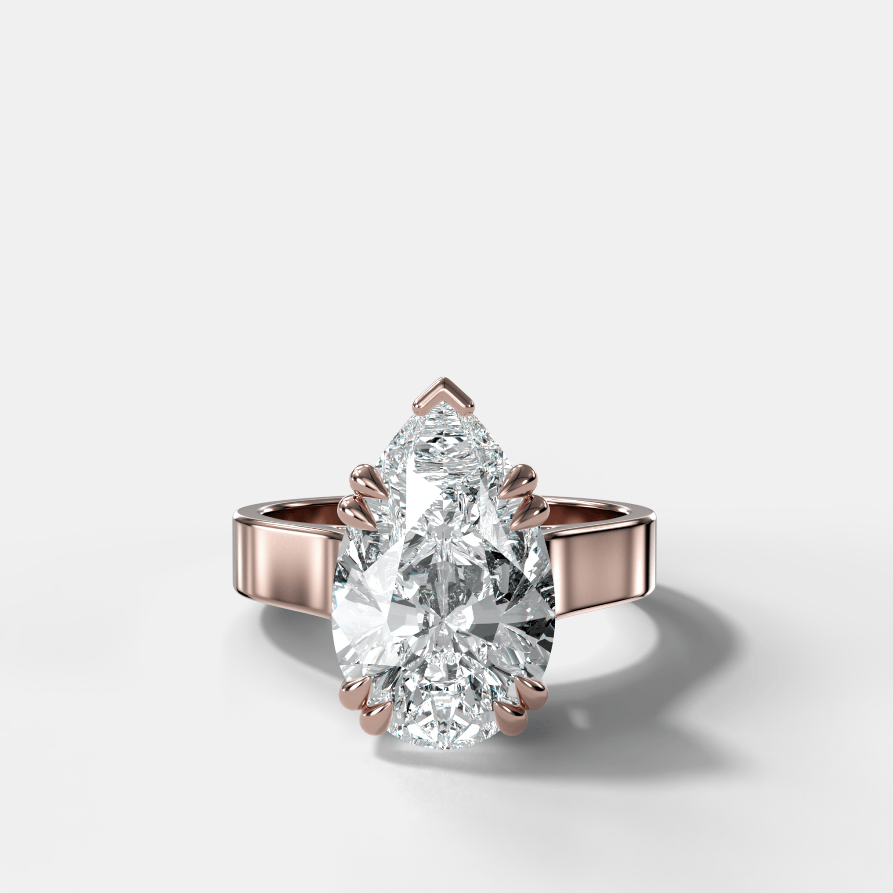Finest Cathedral Engagement Ring with Pear Cut Diamond - GOODSTONE