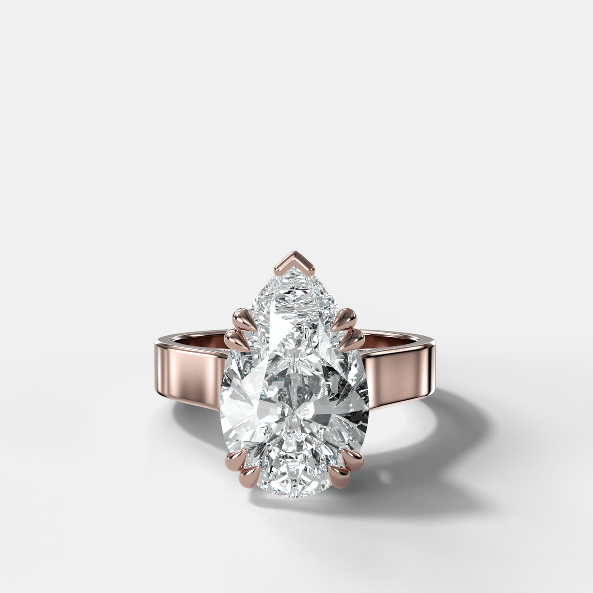 Finest Cathedral Engagement Ring with Pear Cut Diamond - GOODSTONE