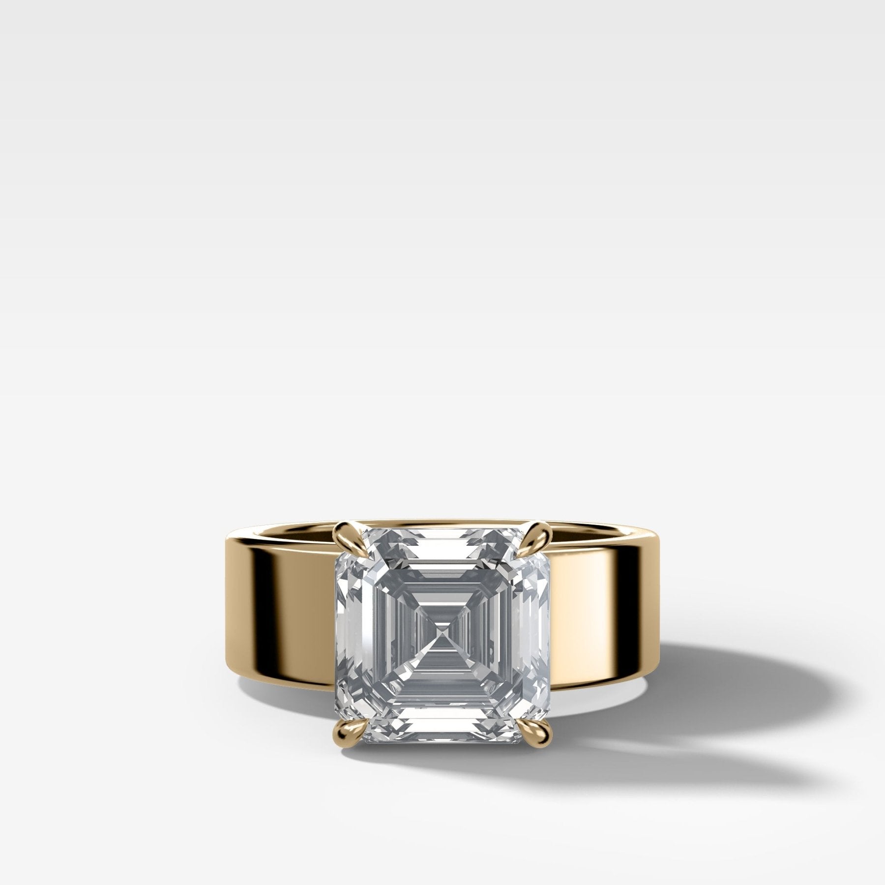 Finest Cigar Band Engagement Ring with Asscher Cut Diamond - GOODSTONE