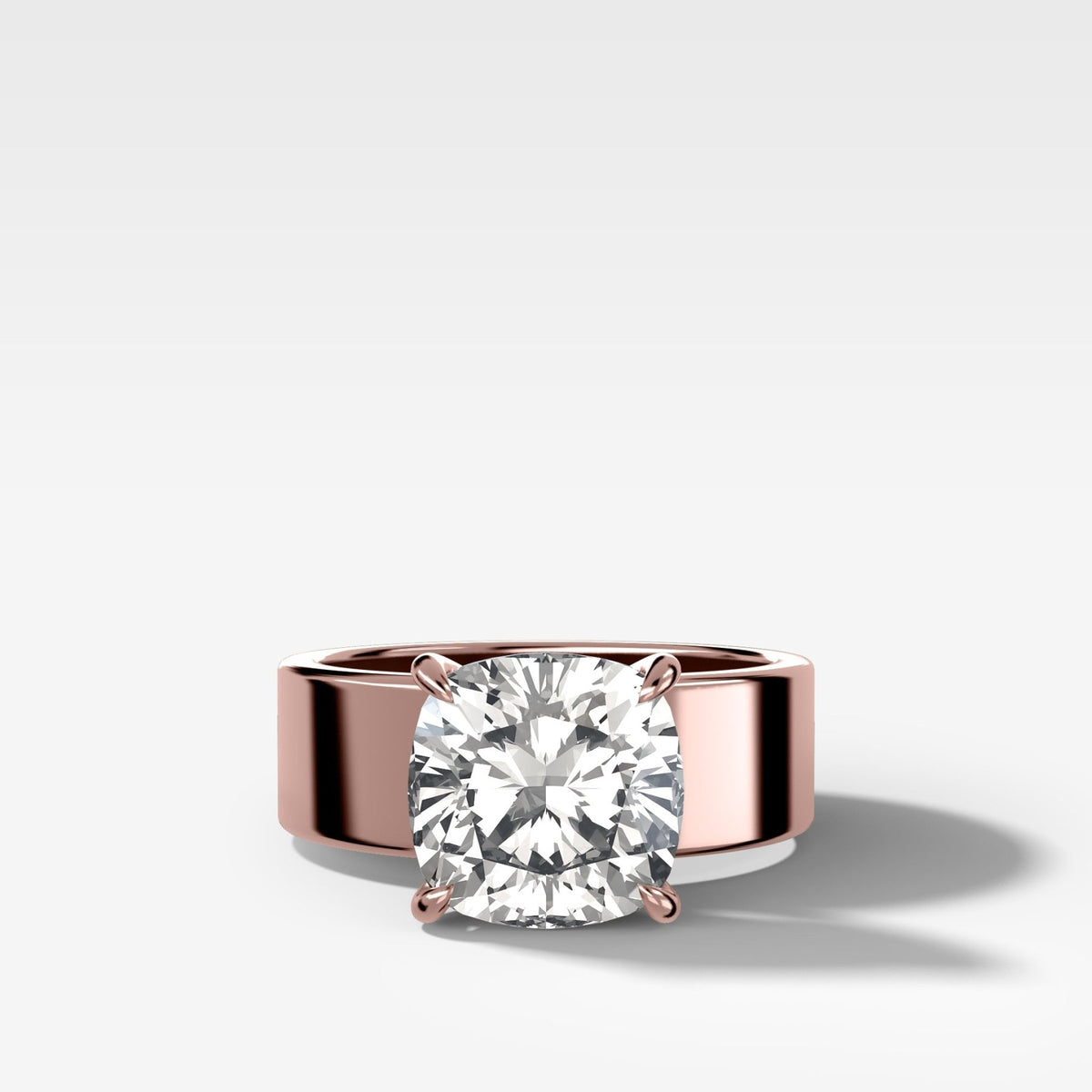 Finest Cigar Band Engagement Ring with Cushion Cut Diamond - GOODSTONE