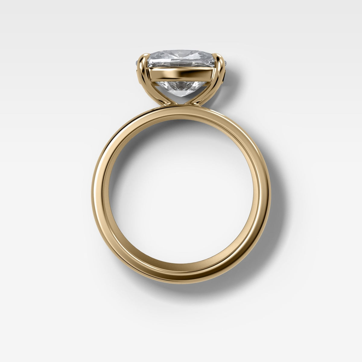 Finest Cigar Band Engagement Ring with East West Elongated Cushion Cut Diamond - GOODSTONE